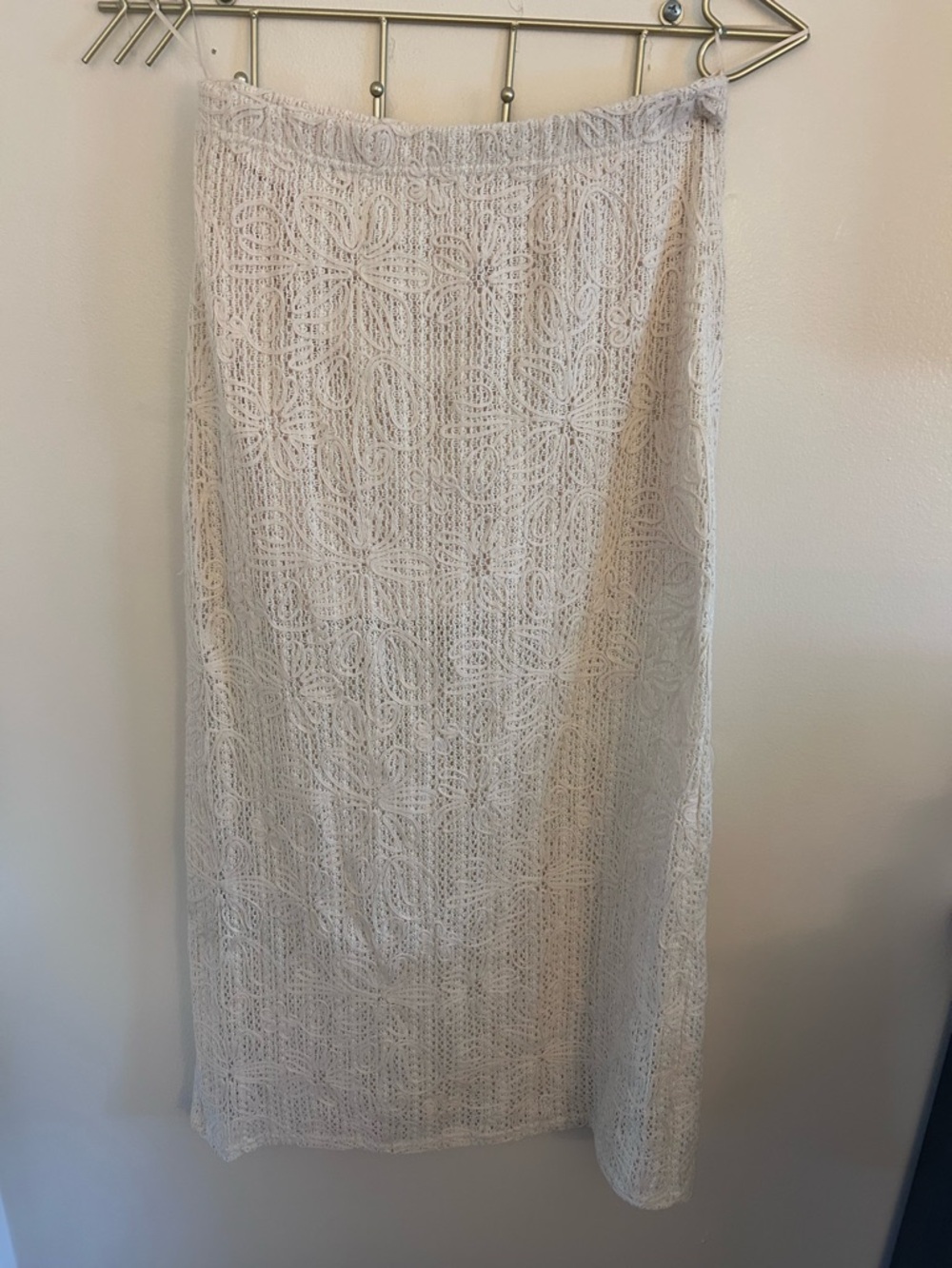 Mustard Seed Light Cream Crochet Maxi Skirt